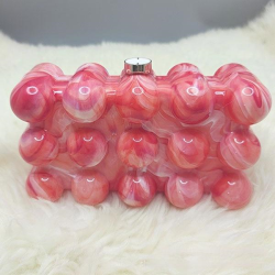 Women Acrylic Clutch Chic Marble Evening Handbag Red