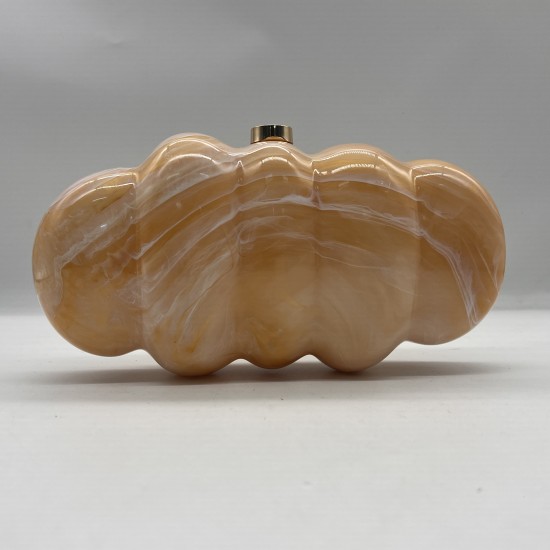 Acrylic Evening Clutch Hobo Bag, Elegant Marble Bag Light Yellow