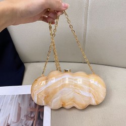 Acrylic Evening Clutch Hobo Bag, Elegant Marble Bag Light Yellow