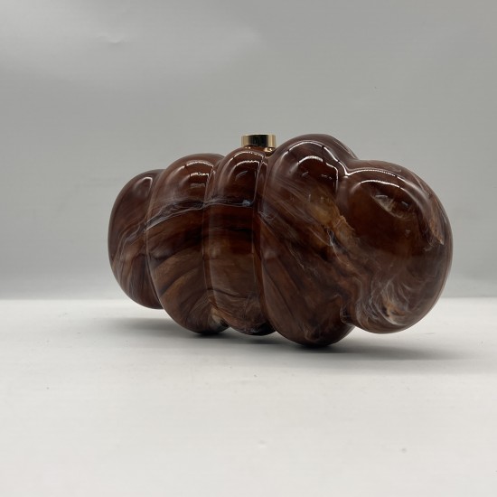 Acrylic Evening Clutch Hobo Bag, Elegant Marble Bag Dark Brown