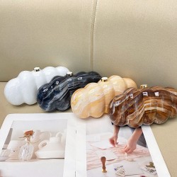 Acrylic Evening Clutch Hobo Bag, Elegant Marble Bag Dark Brown