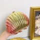 Acrylic Clutch Hobo Bag, Shell Bag Gold and Red
