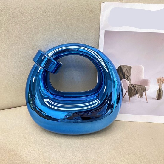 Acrylic Evening Clutch Purse Top-handle Moon Hobo Bag, Pillow Handbag Blue Acrylic Evening Clutch Purse Top-handle Moon Hobo Bag, Pillow Handbag Blue