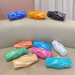 Acrylic Evening Clutch Purse Metal Hobo Bag, Square Handbag Orange